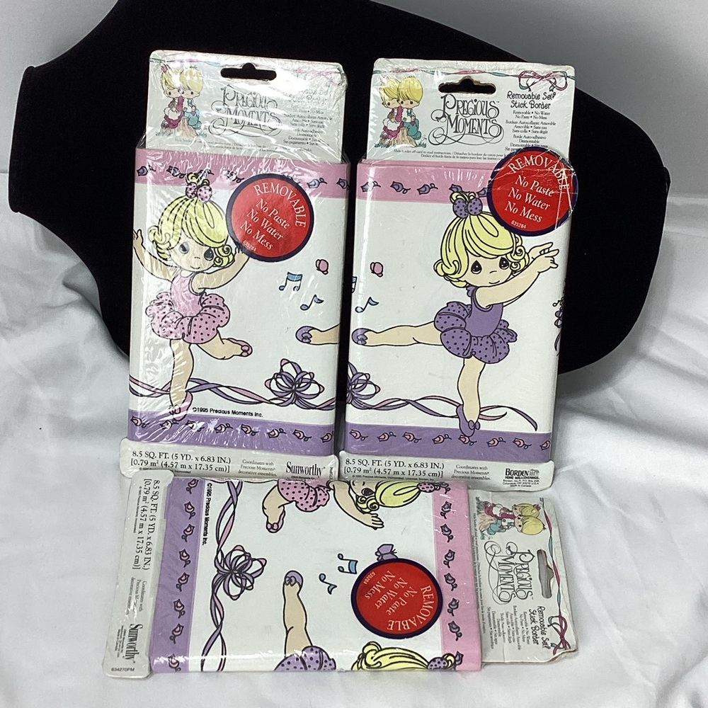 Vintage Precious Moments Wallpaper Border Removable Self Stick 1995 Set Of 3 NOS